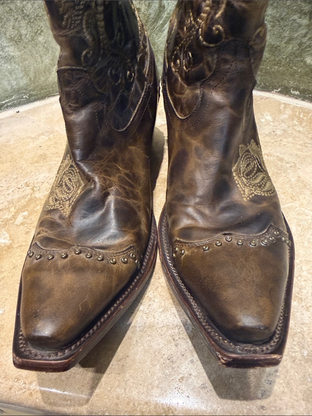LUCCHESE WOMEN”S Western Embroidered Floral Leather Cowboy Boots - Brown SZ 8. - Picture 7 of 11